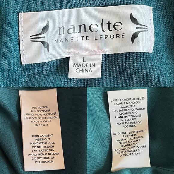 Nanette Lepore Lace Top Night Garden Green Large Scalloped Hem - Picture 8 of 11